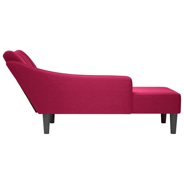 Weinrote Samt Chaiselongue mit Armlehne