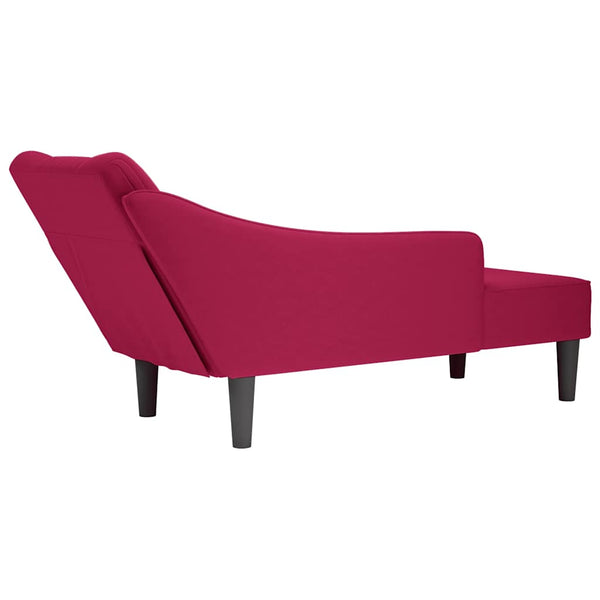 Weinrote Samt Chaiselongue mit Armlehne