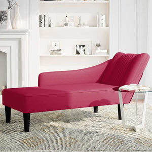 Weinrote Samt Chaiselongue mit Armlehne