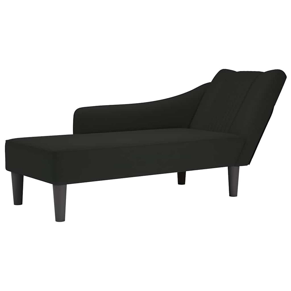 vidaXL Méridienne avec accoudoir droit Velours Noir