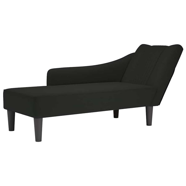 Schwarze Samt Chaiselongue mit Armlehne Rechts