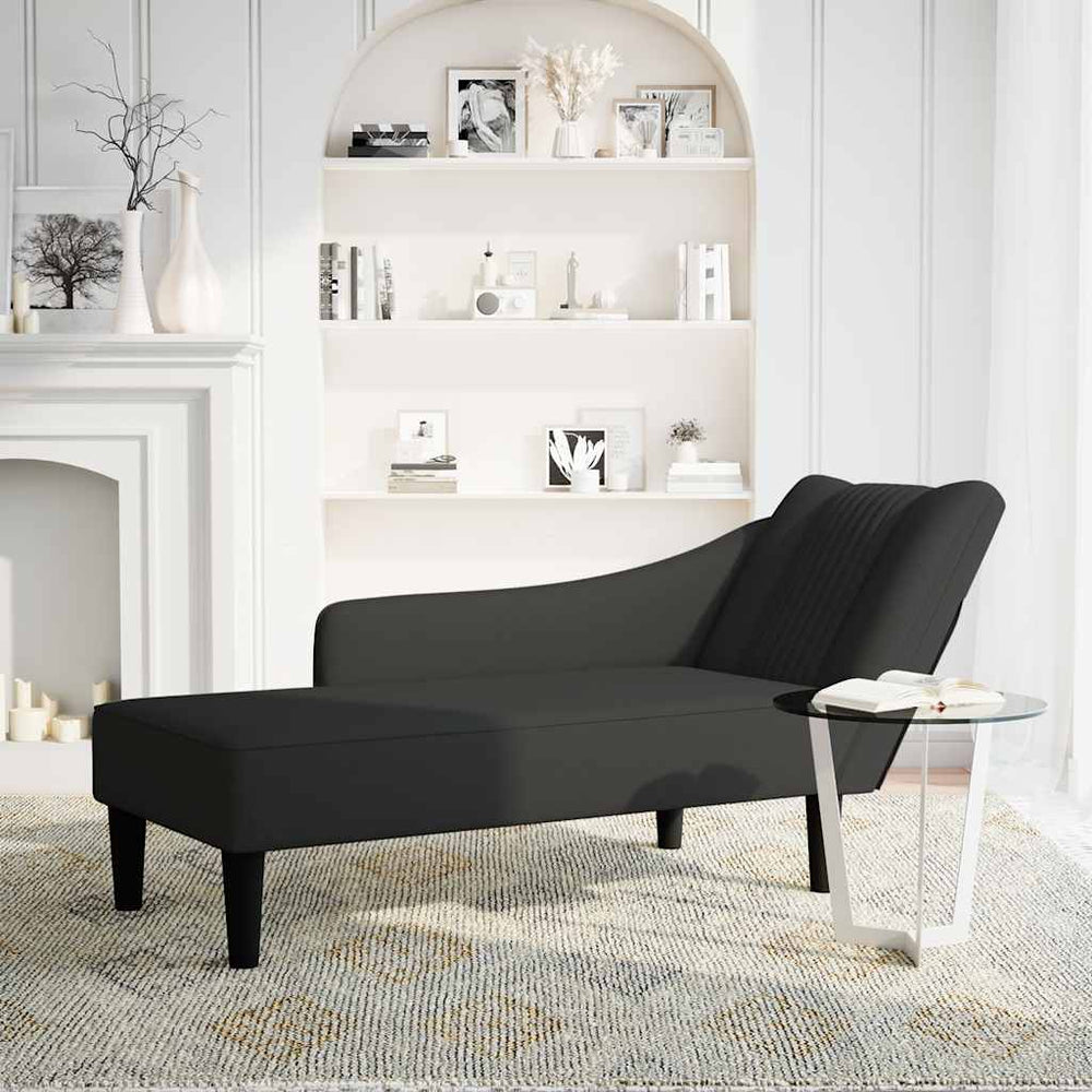 vidaXL Méridienne avec accoudoir droit Velours Noir