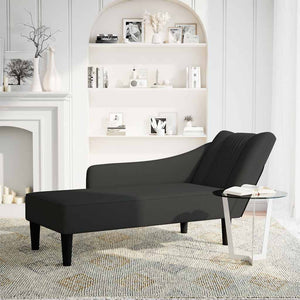 Schwarze Samt Chaiselongue mit Armlehne Rechts