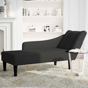 Schwarze Samt Chaiselongue mit Armlehne Rechts