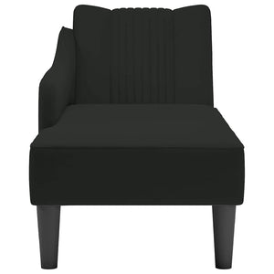 Schwarze Samt Chaiselongue mit Armlehne Rechts