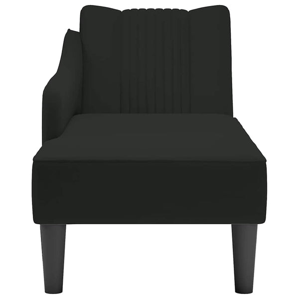 Schwarze Samt Chaiselongue mit Armlehne Rechts