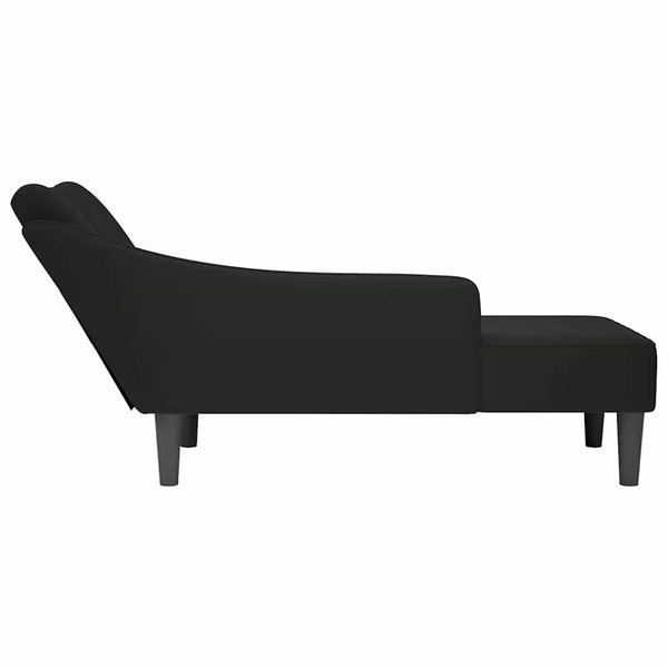 Schwarze Samt Chaiselongue mit Armlehne Rechts