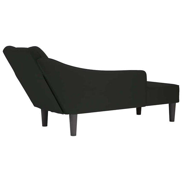 Schwarze Samt Chaiselongue mit Armlehne Rechts