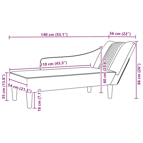 Schwarze Samt Chaiselongue mit Armlehne Rechts