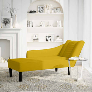 Gelbe Samt Chaiselongue mit Armlehne