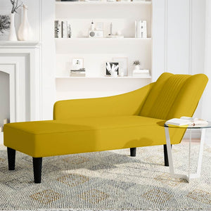 Gelbe Samt Chaiselongue mit Armlehne