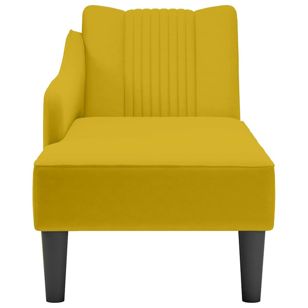 Gelbe Samt Chaiselongue mit Armlehne