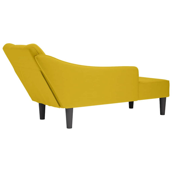 Gelbe Samt Chaiselongue mit Armlehne