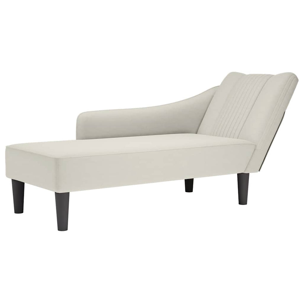 vidaXL Chaise longue avec accoudoir droit crème velours
