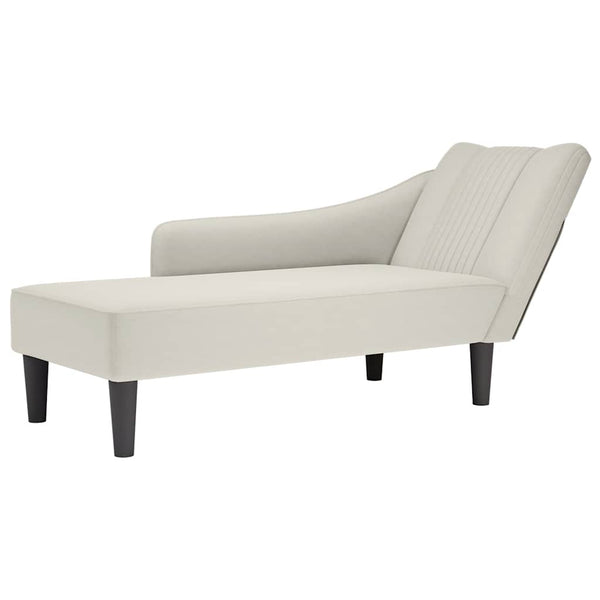 Creme Samt Chaiselongue Rechts
