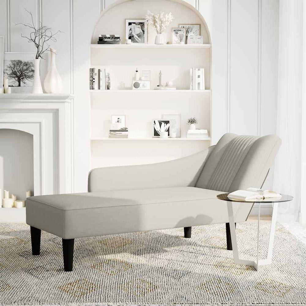 vidaXL Chaise longue avec accoudoir droit crème velours