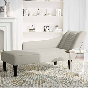 Creme Samt Chaiselongue Rechts