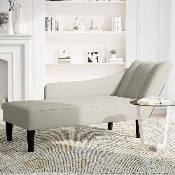 Creme Samt Chaiselongue Rechts