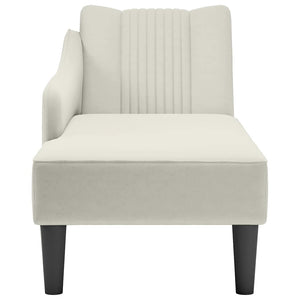 Creme Samt Chaiselongue Rechts