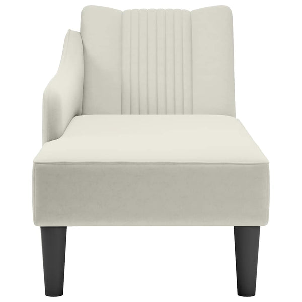 Creme Samt Chaiselongue Rechts
