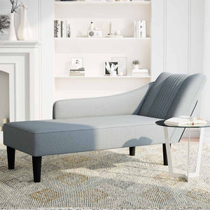 Hellgraue Chaiselongue mit Armlehne rechts