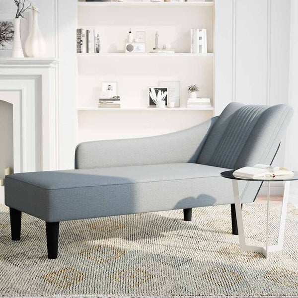 Hellgraue Chaiselongue mit Armlehne rechts