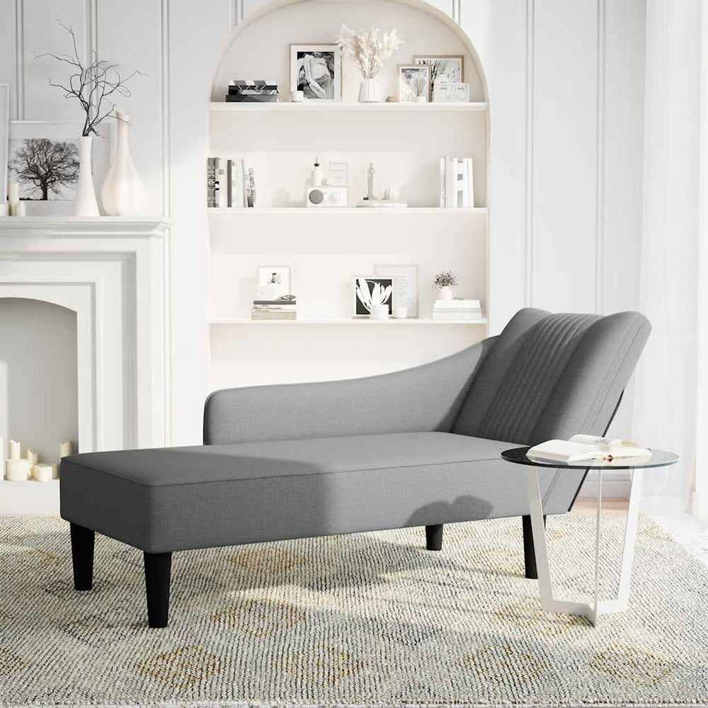 vidaXL Chaiselongue avec accoudoir droit gris foncé en tissu