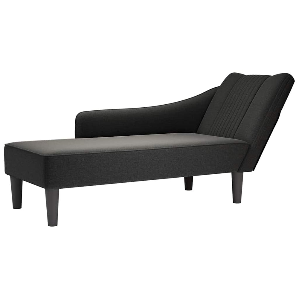 vidaXL Chaise longue avec accoudoir droit Tissu noir