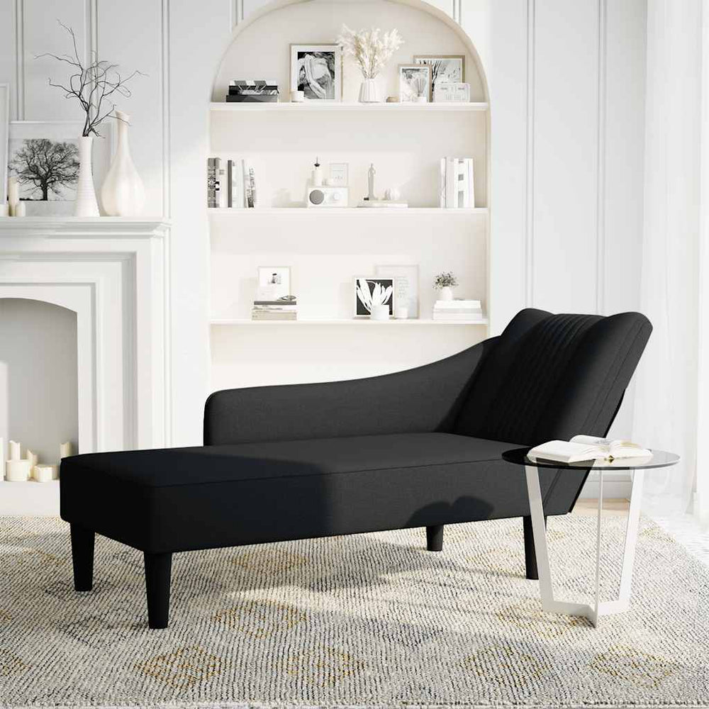 vidaXL Chaise longue avec accoudoir droit Tissu noir