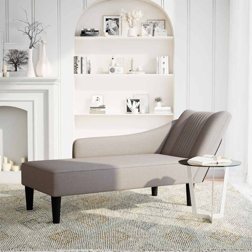 vidaXL Chaise longue avec accoudoir droit en tissu taupe