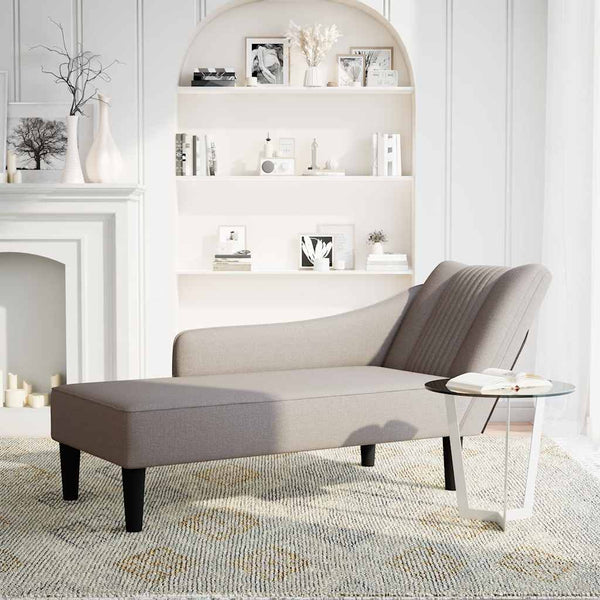 Chaiselongue Taupe Stoff Rechte Armlehne