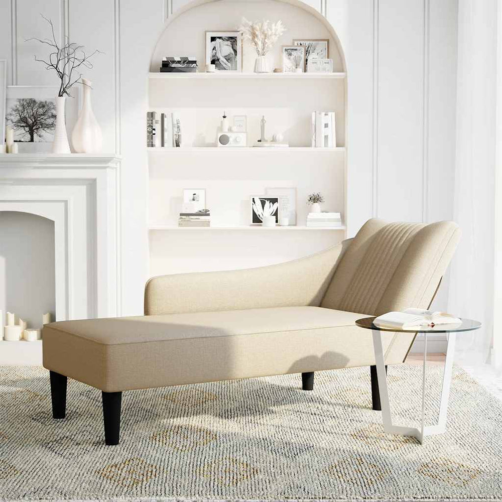vidaXL Méridienne avec accoudoir droit Tissu crème