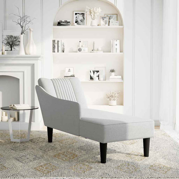 Chaiselongue Wolkengrau mit Armlehne Rechts