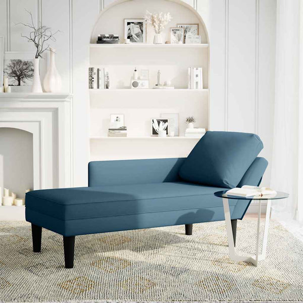 Blaue Samt Chaiselongue mit Kissen