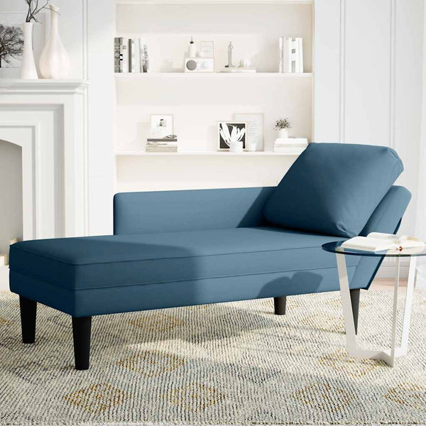 Blaue Samt Chaiselongue mit Kissen