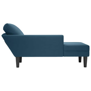 Blaue Samt Chaiselongue mit Kissen