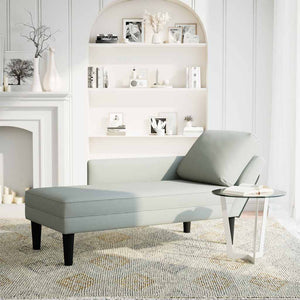 Hellgraue Samt Chaiselongue mit Kissen