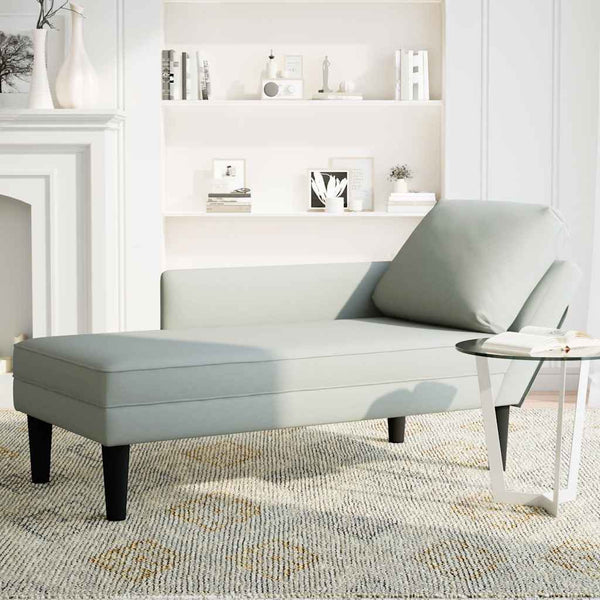 Hellgraue Samt Chaiselongue mit Kissen