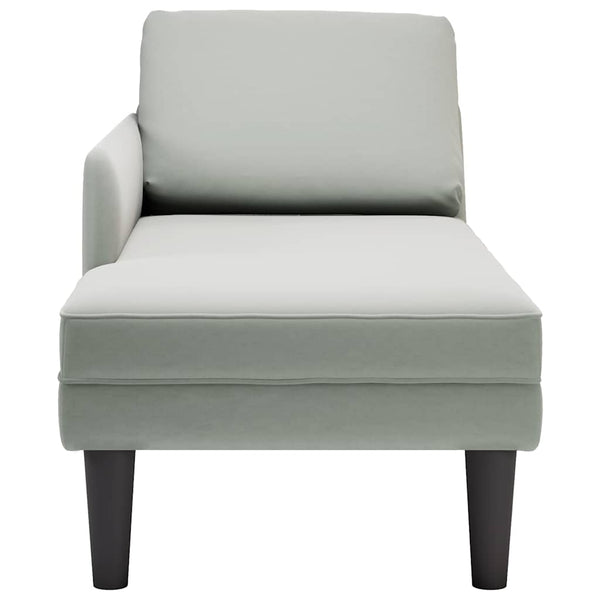 Hellgraue Samt Chaiselongue mit Kissen