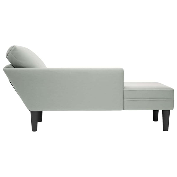 Hellgraue Samt Chaiselongue mit Kissen