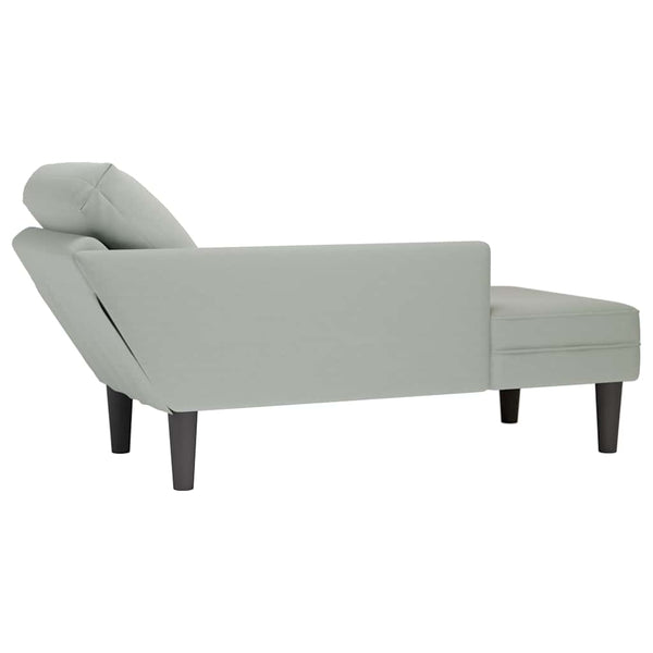 Hellgraue Samt Chaiselongue mit Kissen