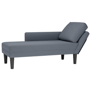 Chaiselongue Dunkelgrau Samt Rechte Armlehne