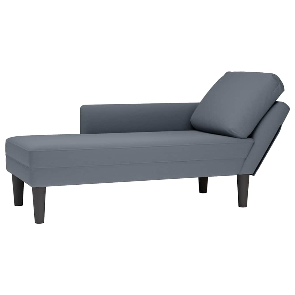 Chaiselongue Dunkelgrau Samt Rechte Armlehne