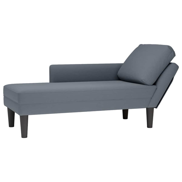 Chaiselongue Dunkelgrau Samt Rechte Armlehne