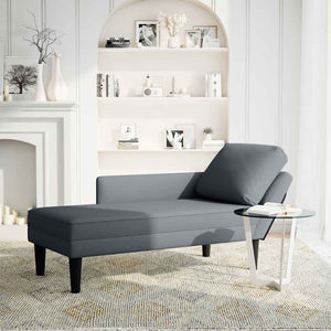 Chaiselongue Dunkelgrau Samt Rechte Armlehne