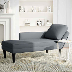 Chaiselongue Dunkelgrau Samt Rechte Armlehne