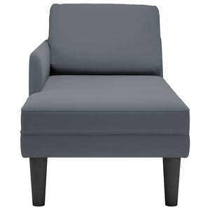 Chaiselongue Dunkelgrau Samt Rechte Armlehne