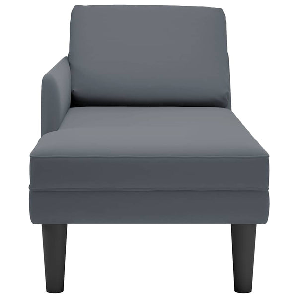 Chaiselongue Dunkelgrau Samt Rechte Armlehne