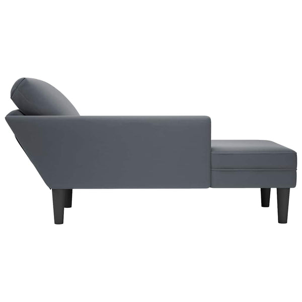 Chaiselongue Dunkelgrau Samt Rechte Armlehne
