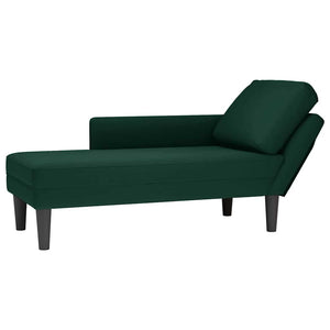 Dunkelgrüne Samt Chaiselongue mit Kissen